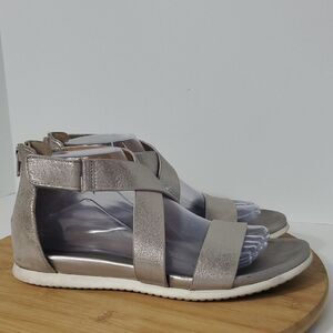 Sofft Fiora Metallic Silver Open Toe Strappy Sandals Women's Size 8.5